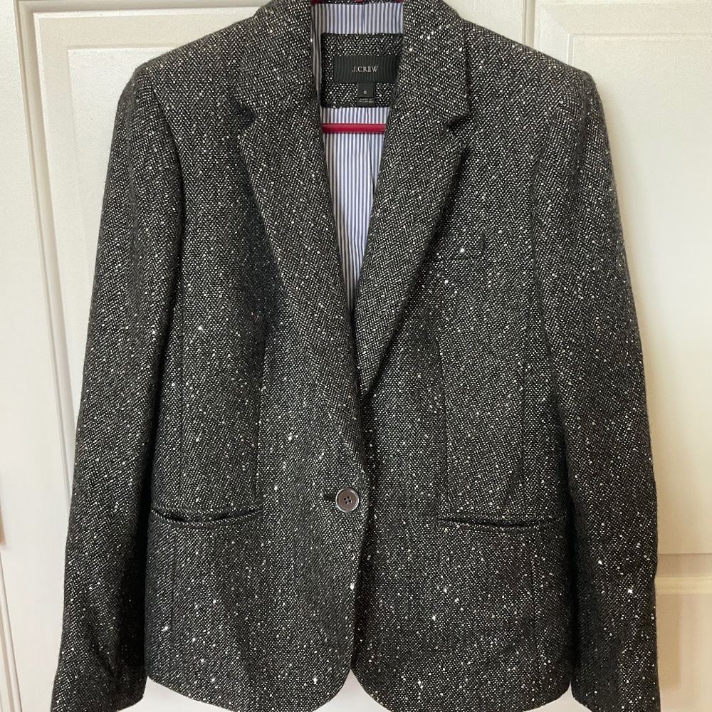 J. Crew Wool Sequin Grey Campbell Blazer (size 6) Like New Condition